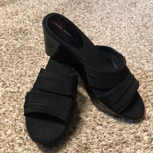Nine West Black Slides